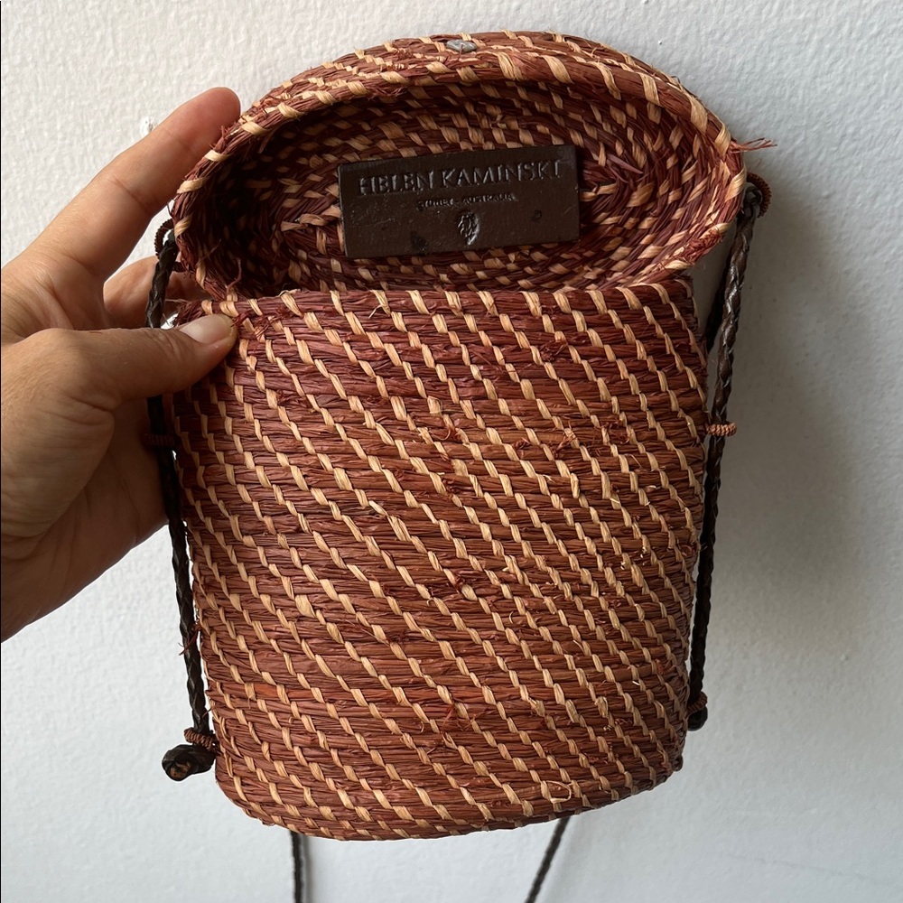Helen Kaminski Tan and Brown Woven Crossbody Bag